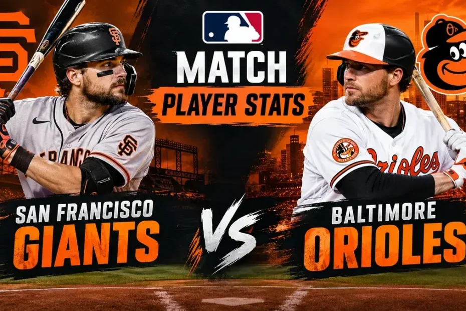 San Francisco Giants vs Baltimore Orioles match player stats featuring both MLB baseball teams.