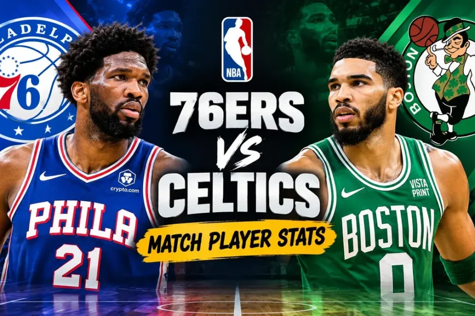 76ers vs Celtics Match Player Stats featuring Philadelphia 76ers and Boston Celtics players