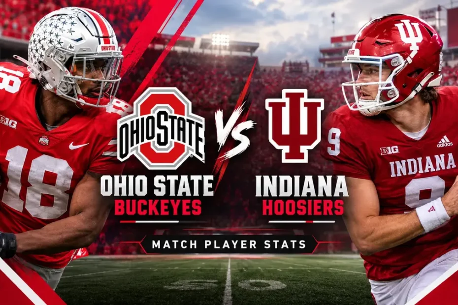 Ohio State Buckeyes Football vs Indiana Hoosiers Football Match Player Stats